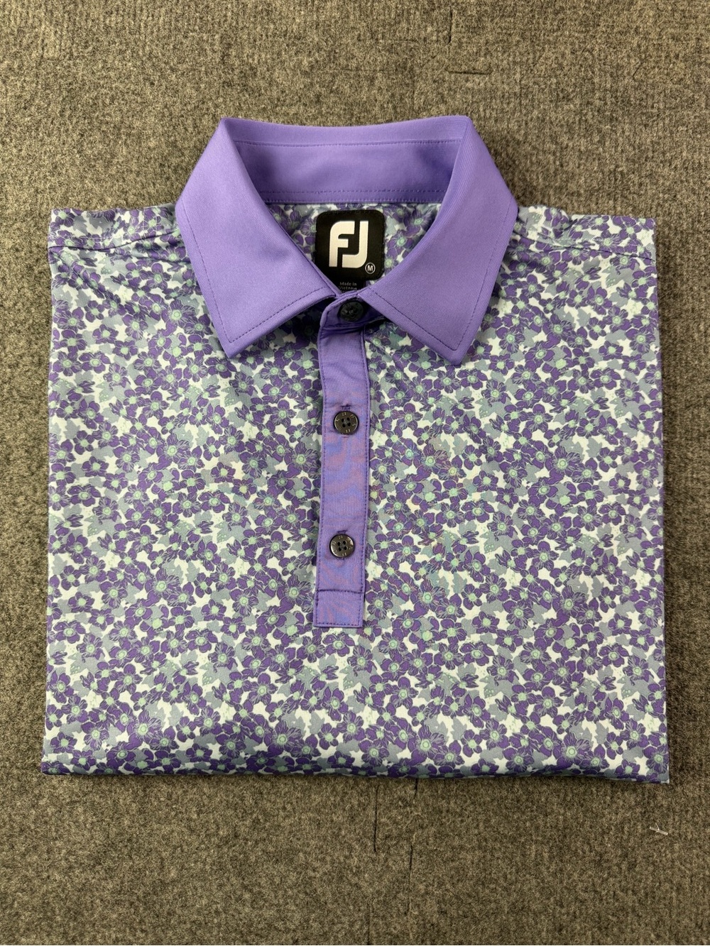 FJ FootJoy Mens Short Sleeve Floral Golf Polo Shirt Size M Multicolor